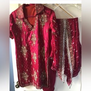 indian pakistani Bangali Party 3 Pieces Embroidery wedding dress